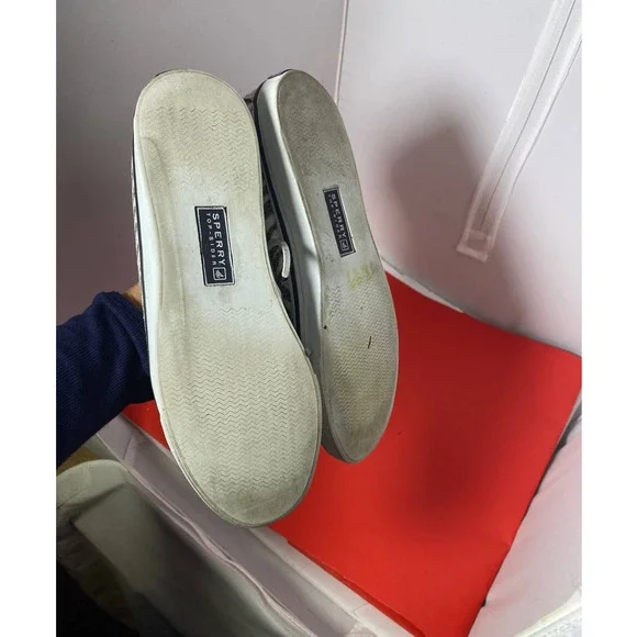 Sperry Top Sider Flats Women's Size 8.5 M Leather shiny Zebra Shoes Lace Up - Picture 6 of 6